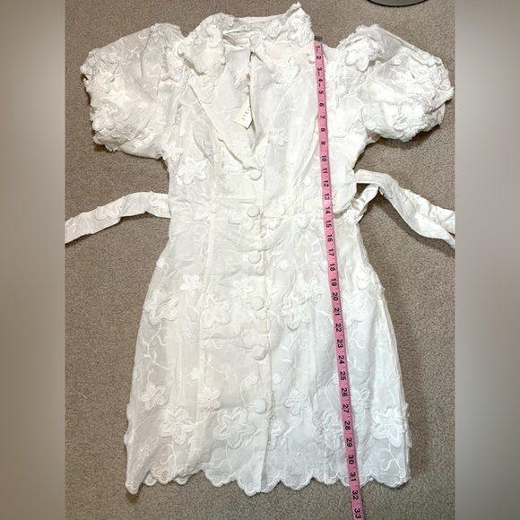 NWT Mable May Textured Embroidered Button Down White Dress Women XS to Small - Picture 13 of 13